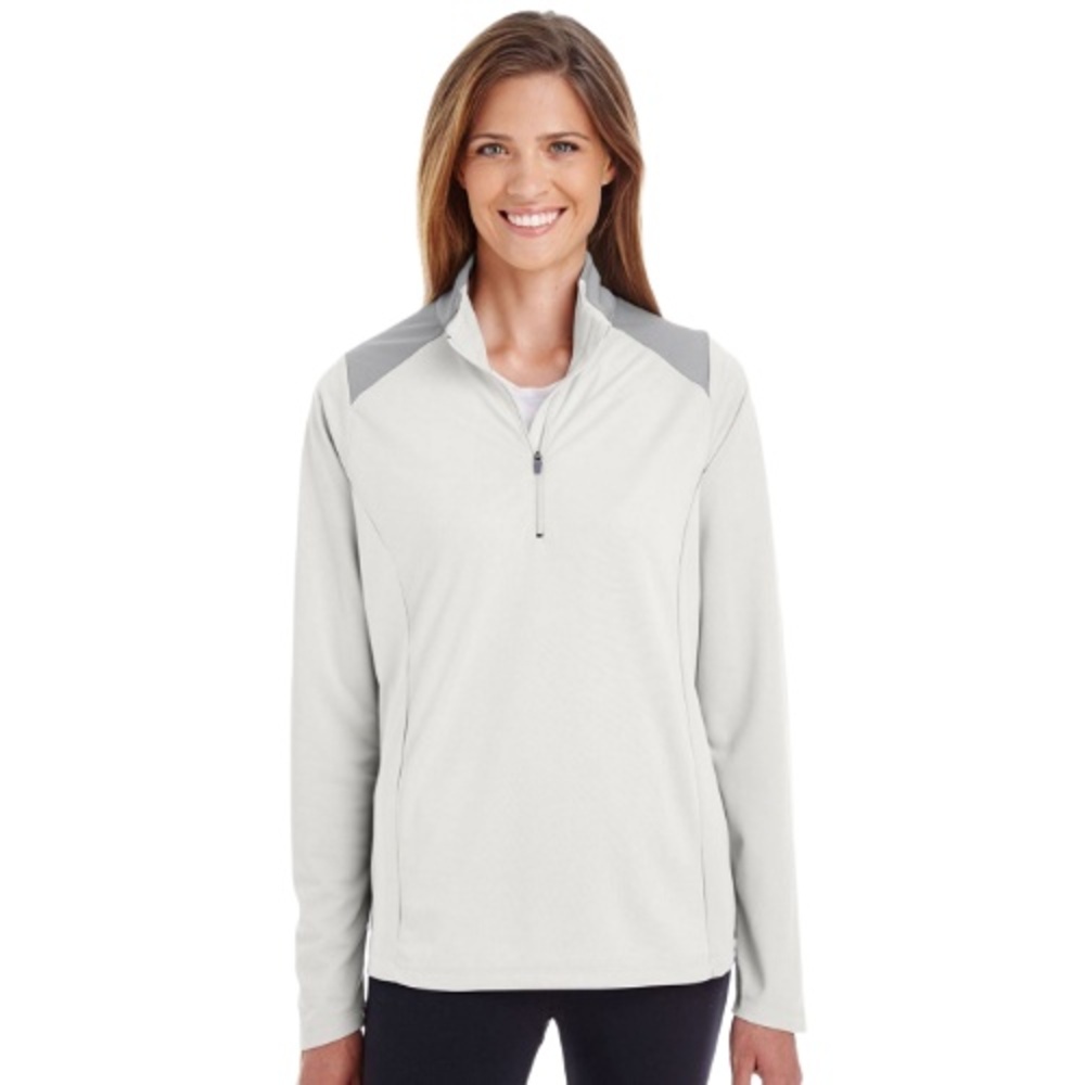 NWT TEAM 365 Jacket Womens Size L White‎ Grey Quarter Zip Two-Tone Activewear